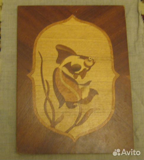 Рыбка шпон советское панно маркетри
