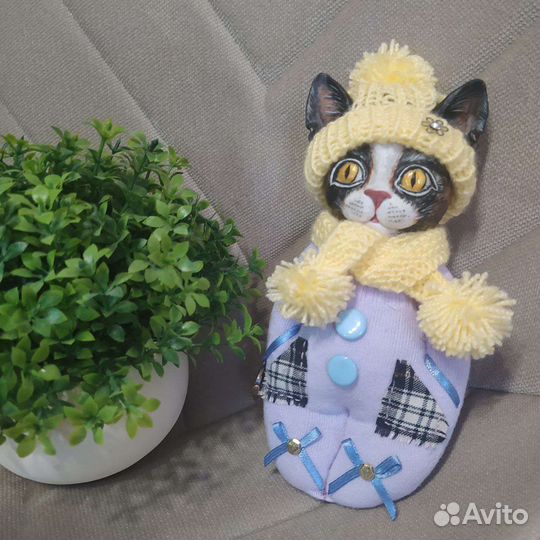 Котик плюшка игрушка ручной работы