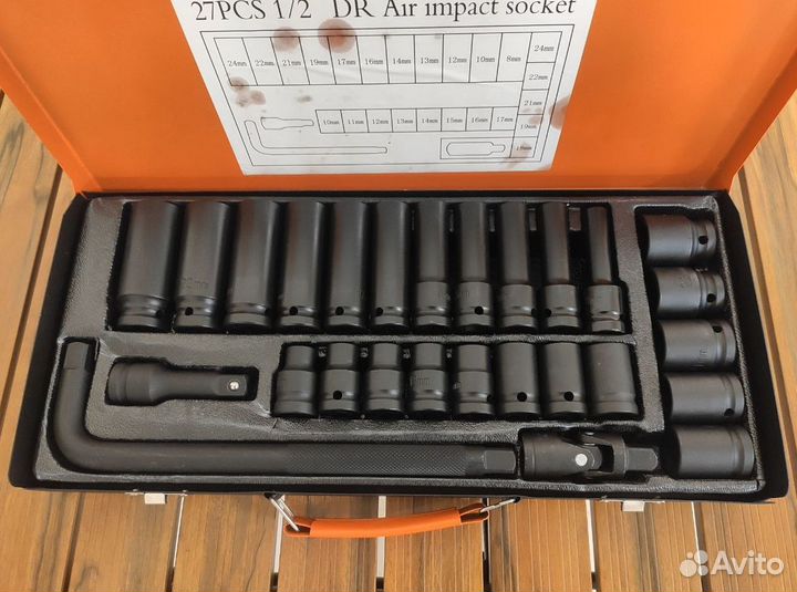 Набор ударных головок 8 - 24 мм с воротком