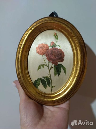 Миниатюра шелкография пара винтаж