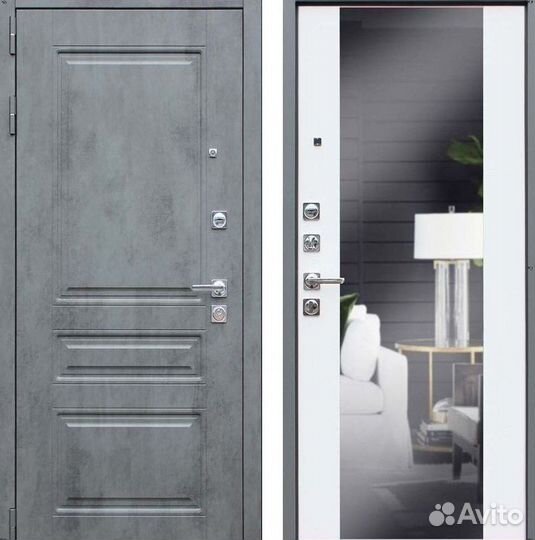 Дверь входная серая металлическая Лира