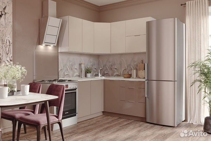 Кухня угловая Асти. Готовый комплект, латте