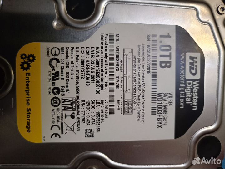 Жесткий диск 1 тб wd re4