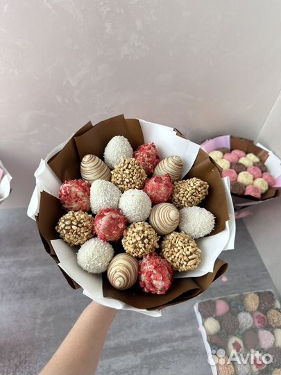 Букеты из клубники в шоколаде, шоколадные цветы