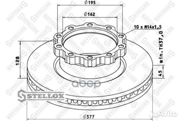 85-00712-SX диск тормозной 377/162x45/128 10n