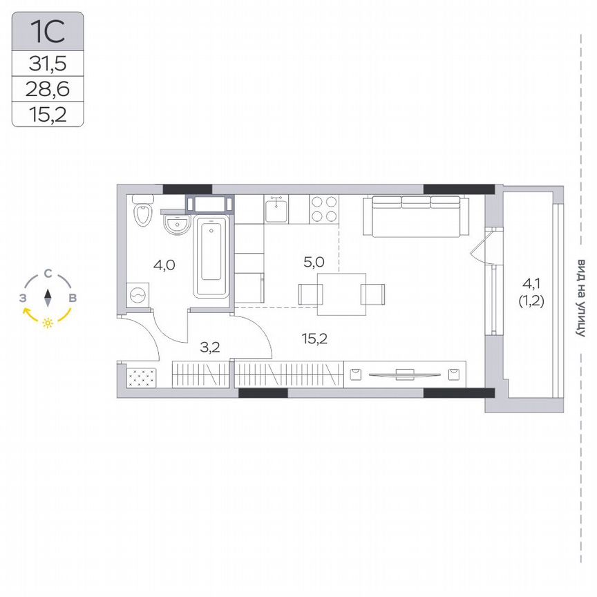 Квартира-студия, 28,8 м², 5/9 эт.