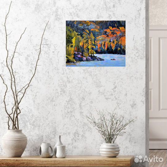 Картина маслом Пейзаж осеннее озеро