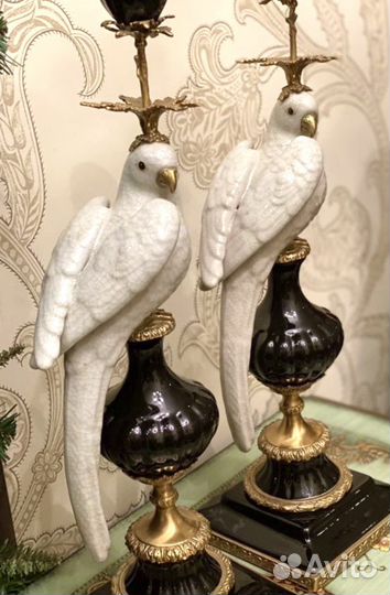 Подсвечники. Попугаи. Бронза. Фарфор. Барокко