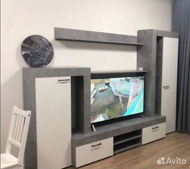 Гостиная Дельта белая/бетон