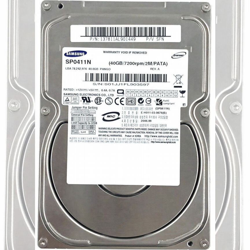 [SP0411N] Жесткий Диск Samsung 40gb Sp0401n Ide 3.5" Sp0411n