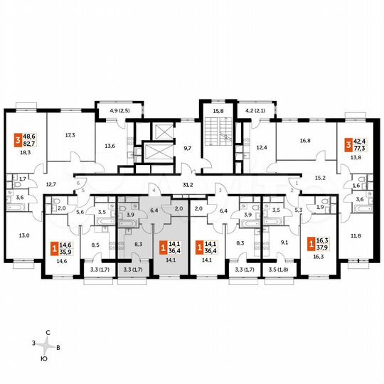 1-к. квартира, 36,4 м², 3/16 эт.