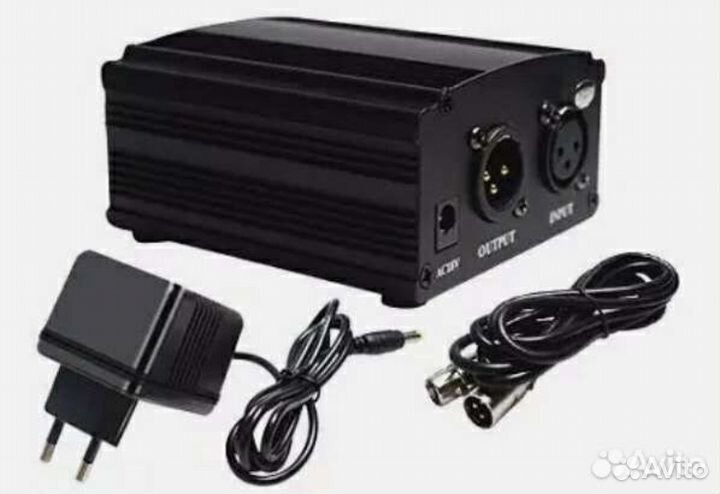 Фантомное питание 48v с 2 кабелями XLR Jack 3.5