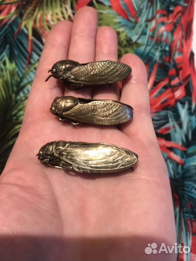 Старинная брошь Цикада