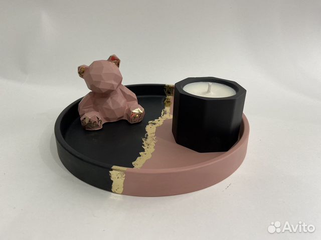 Набор из гипса с мишуткой и свечой