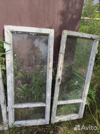 Оконные рамы деревянные б/у со стёклами
