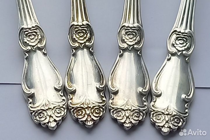 Ложки мельхиоровые десертные серебряная роза. СССР