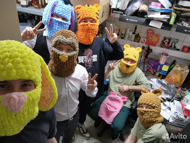 Балаклава с ушками теплая / на шлем / нашлемник