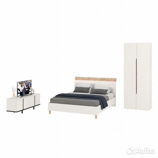 Спальня Моби Муссон №18 цвет белый/дуб эндгрейн элегантный