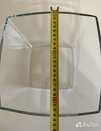 Стеклянный салатник, ваза для фруктов, 23.5х23.5