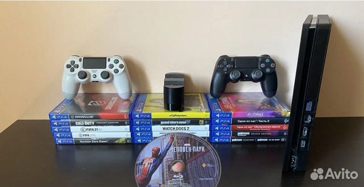 Sony playstation 4 slim 1tb+джойстик+игры