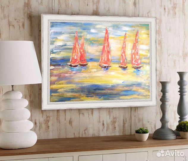 Картина маслом яхты