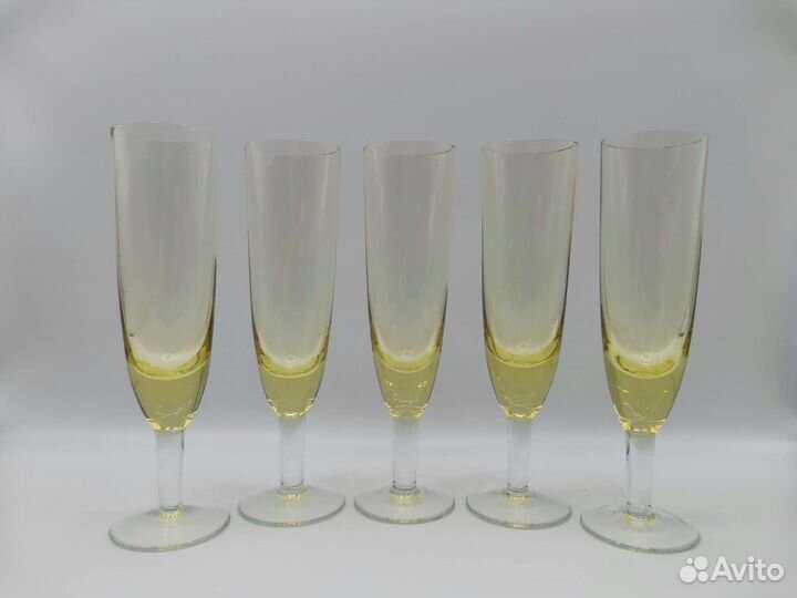 Фужеры рюмочки Жёлтое стекло 5 шт СССР (Ч)