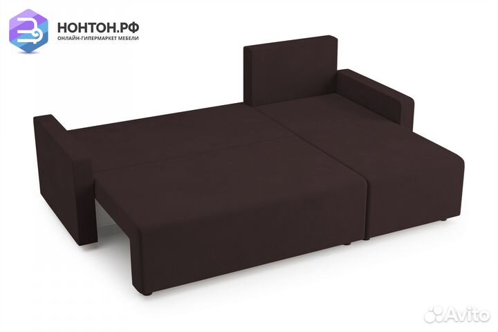 Диван угловой еврокнижка Мидгард коричневый