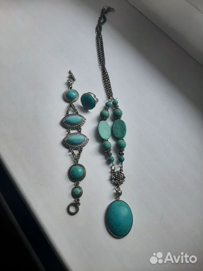 Ожерелье, браслет из бирюзы