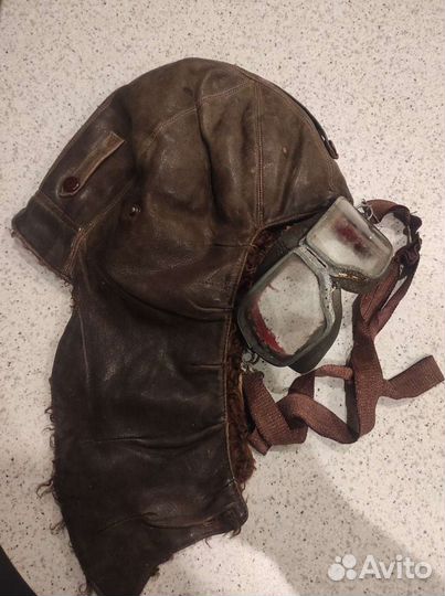 Зимний шлем и очки лётчика СССР 30-40-ые годы