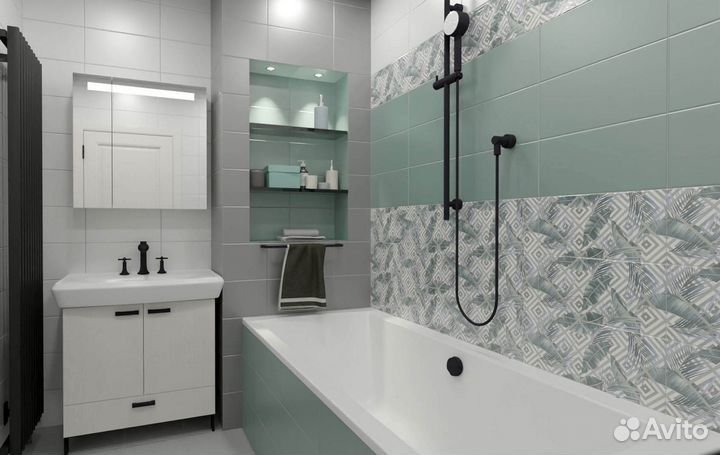 Плитка настенная Нефрит-Керамика Эклат 20x40 см 1.2 м² матовая цвет зеленый