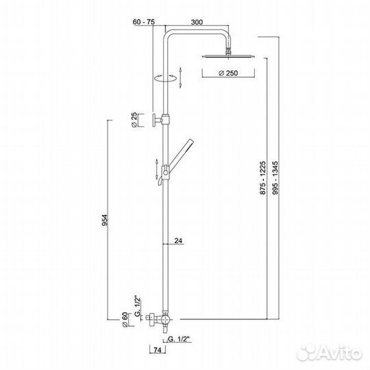 Душевая система Giulini, смеситель термостат