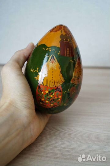 Винтажное деревянное пасхальное яйцо, СССР (1992г)