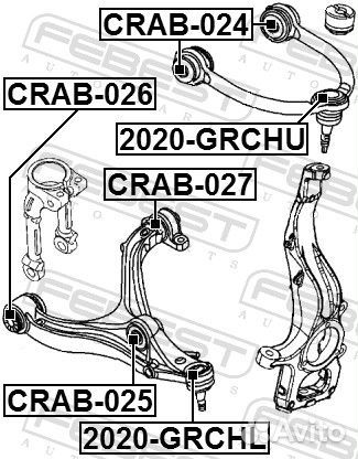 Сайлентблок переднего рычага chrysler jeep grand cherokee (2004)