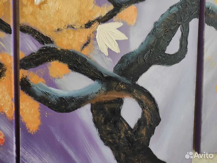 Модульная картина маслом дерево