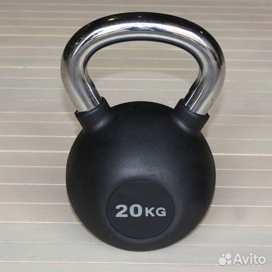 Гиря обрезиненная 20 кг с хромированной ручкой