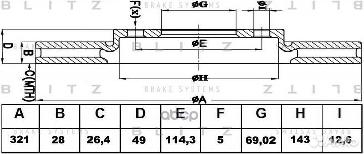 Диск тормозной передний hyundai Santa Fe 2006