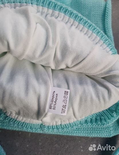 Комплект детский шапка и снуд бирюзовый, новый