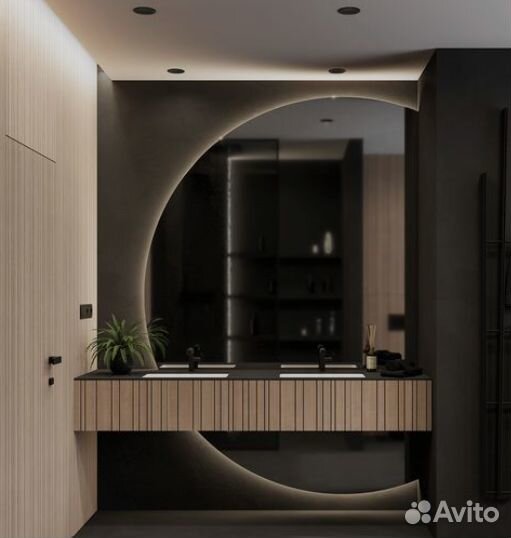 Зеркало с подсветкой в ванную полукруглое cayman