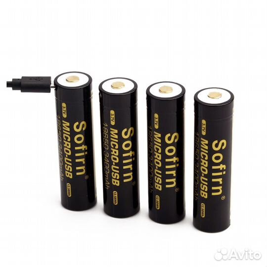 Аккумулятор Sofirn 18650 Li-ion 3400mAh microUSB