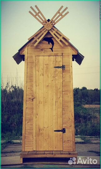 Дачный туалет деревянный прямоугольник QFC