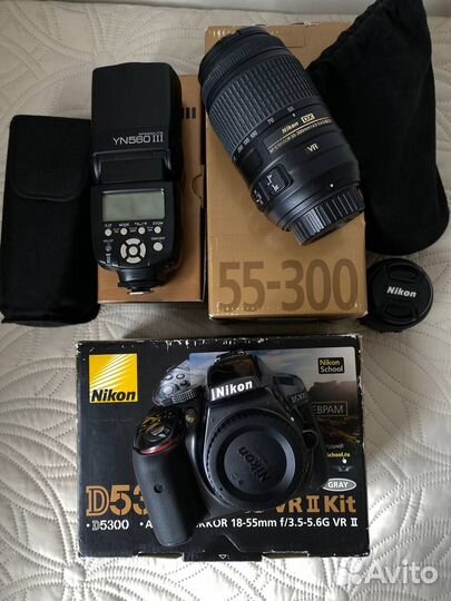 Зеркальный фотоаппарат nikon d5300 + 3 объектива