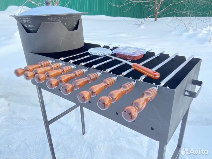 Казан + мангал + шампура + шумовка