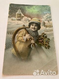 Рождественская дореволюционная открытка.1910г