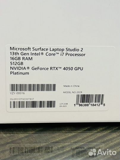 Ноутбук Microsoft Surface Laptop Studio 2 RTX4050