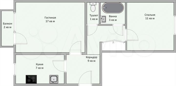 2-к. квартира, 48 м², 5/5 эт.