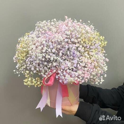 Коробка с цветами гипсофила букет