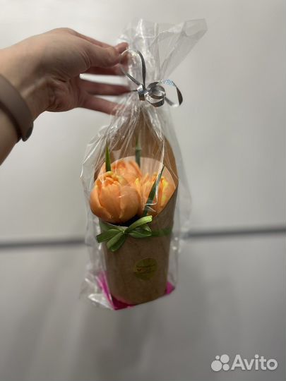 Мыло ручной работы,букет тюльпанов,подарок девушке