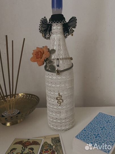 Декоративная бутылка подсвечник