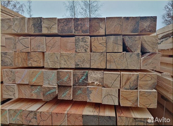 Брус обрезной ест. вл. хвоя 3-4 сорт 100х100х6,0
