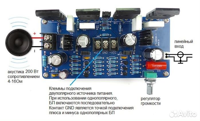 Моноусилитель нч 200Вт HiFi набор для пайки NM2012